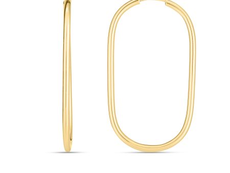 14K Endless Large Paperclip Hoop Earrings For Sale