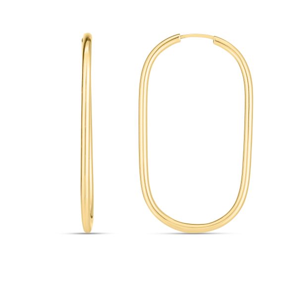 14K Endless Large Paperclip Hoop Earrings For Sale