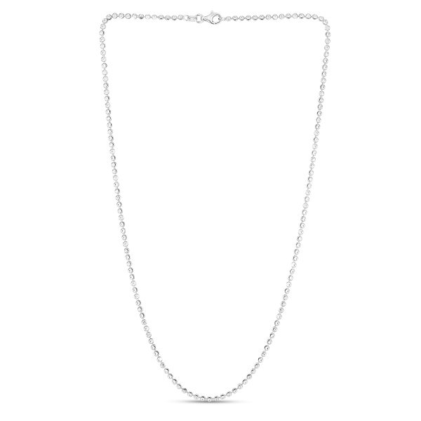 Sterling Silver 2.5mm Moon-cut Bead Chain For Sale