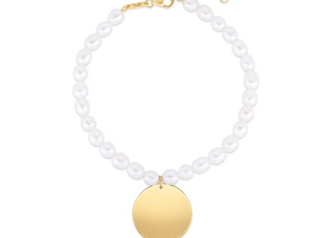 14K Pearl Tag Charm Bracelet For Sale