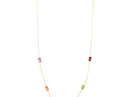 14K Multi-Gemstone Paperclip Necklace Online Hot Sale