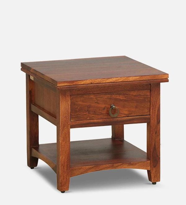 Sheesham Wood Bedside Table in Scratch Resistant Honey Oak Finish With Drawer Supply