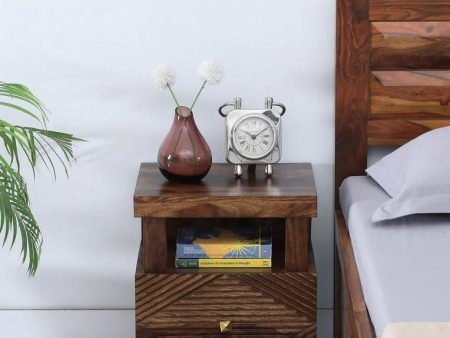 Sheesham Wood Bedside Table In Provincial Teak Finish With Drawers Online