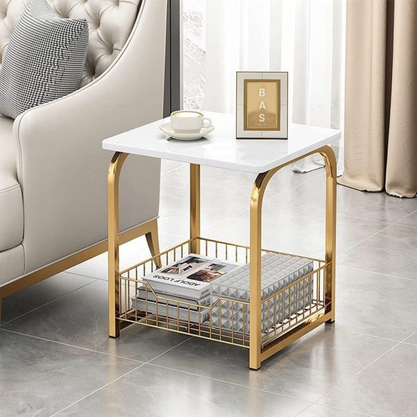 Paige Square Sofa Side Basket Table for Living Room Online