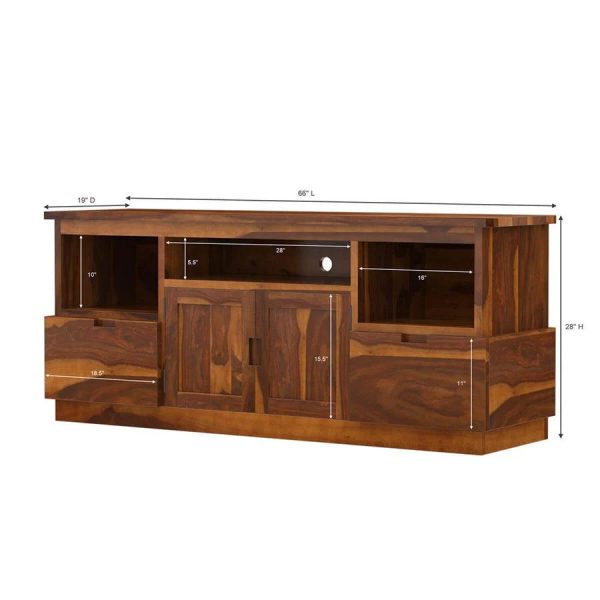 ABBA MODERN SOLID WOOD TV STAND WITH 2 DRAWERS on Sale