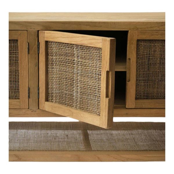 SOLID TEAK WOOD & RATTAN TV UNIT Fashion