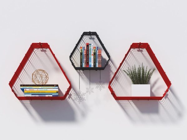 WALL DECOR SHELF 1 UNI SHELF GREY , RED on Sale