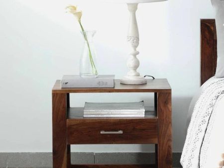 Sheesham Wood Bedside Table In Provincial Teak Finish With Drawer Cheap