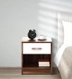 Bedside Table in Frosty White & Antique Oak Finish with Drawer For Sale