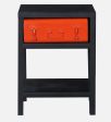 Metal Bedside Table In Dual Tone Finish With Drawer Discount