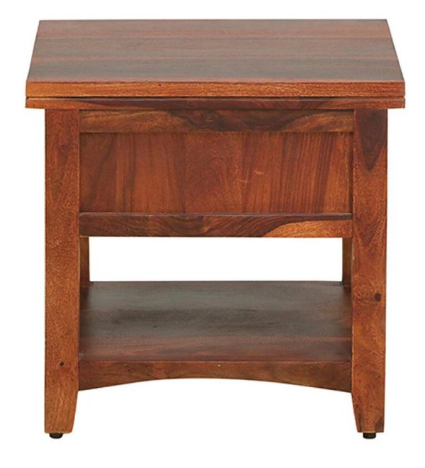 Sheesham Wood Bedside Table in Scratch Resistant Honey Oak Finish With Drawer Supply