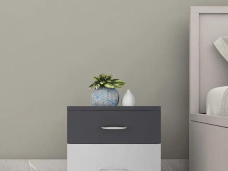 Bedside Table in Grey & Frosty White Finish with Drawers Online