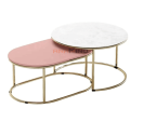 Nesting Table Set of 2, Stacking Side Round Tables in Golden Colour for Living Room Online now