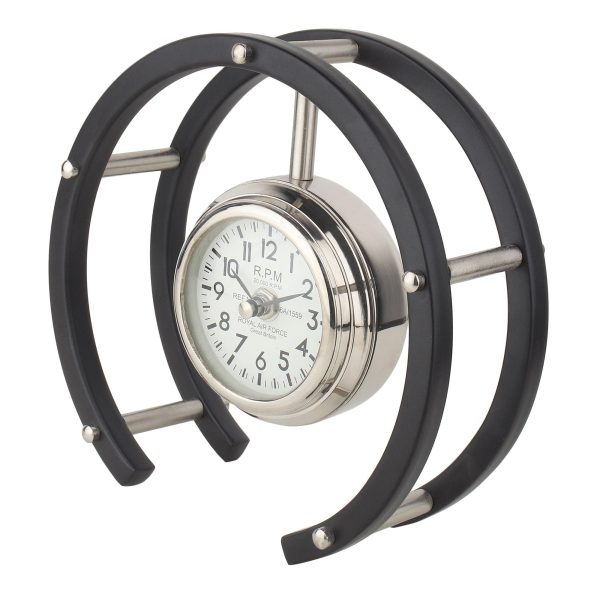 Luna Serenade Table Clock in Silver & Black For Discount