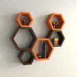 Fancy 6 Pcs Hexagonal Wooden Wall Shelf Home decoration For Sale