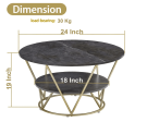 Round Coffee Table for Living Room, Round Cocktail Table with Storage, Sofa Table with Shelf Accent Tables Metal Frame for Living Room Supply