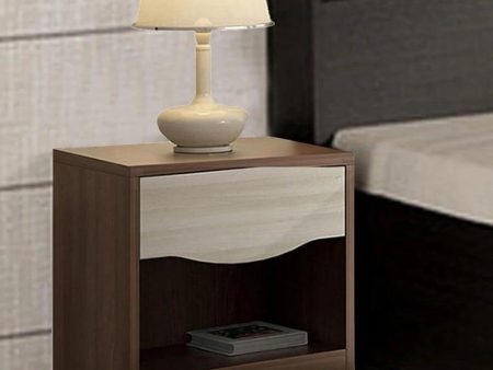 Crescent Bedside Table in Dark Acaica Finish For Cheap