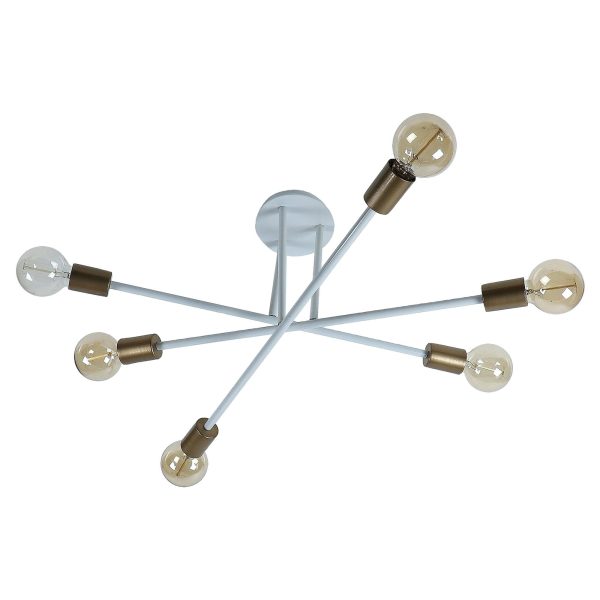 Six Head Sputnik White Mordern Chandelier By SS Lightings Online