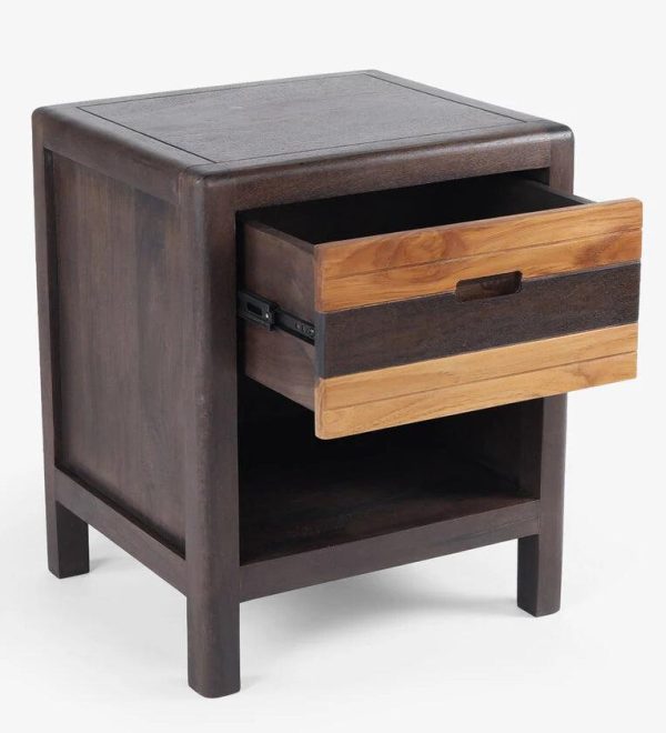 Solid Wood Night Stand In 2 Tone Finish For Sale