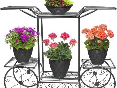 6-Tier Cart Planter Stand, Outdoor Flower Rack Flower Pot For Sale