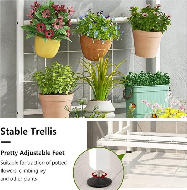 Plant Stand 3-Tier Hanging Shelves Flower Pot Organizer Multiple Flower Display Holder Indoor Outdoor Heavy Duty Potted Planter Rack Unit with Grid Panel for Living Room Balcony Online now