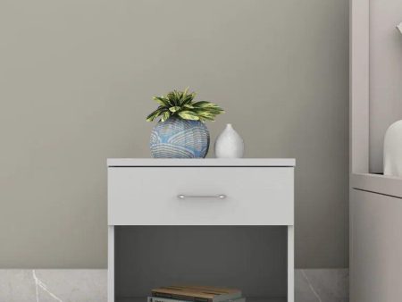 Bedside Table in Frosty White Finish with Drawer Discount