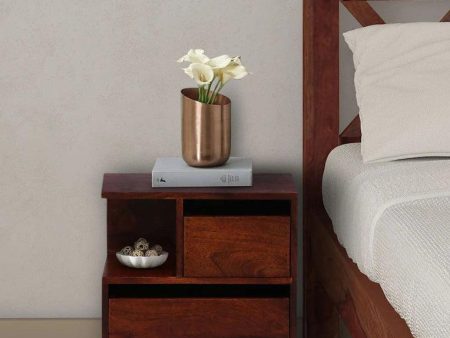 Z Solid Wood Lhs Bedside Table In Honey Oak Finish With Drawers Online Hot Sale