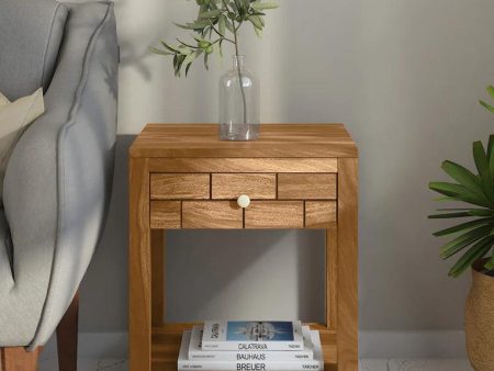 Sheesham Wood Bedside Table In Rustic Teak Finish on Sale