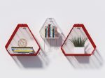 WALL DECOR SHELF 3 UNI SHELF RED , WHITE Hot on Sale