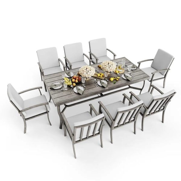 8 - Person Rectangular Outdoor Dining Set with Cushions For Sale