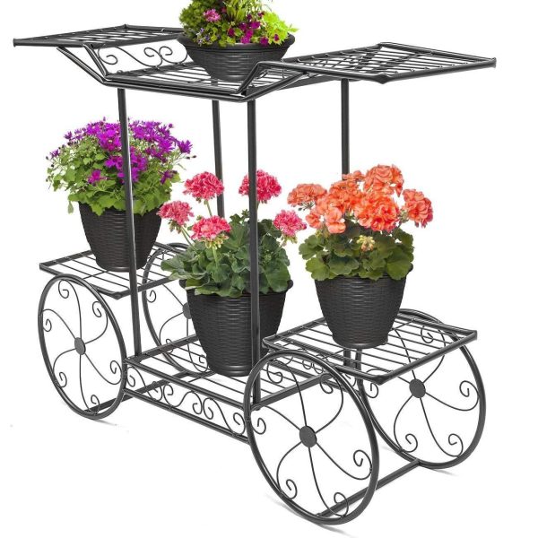 6-Tier Cart Planter Stand, Outdoor Flower Rack Flower Pot For Sale