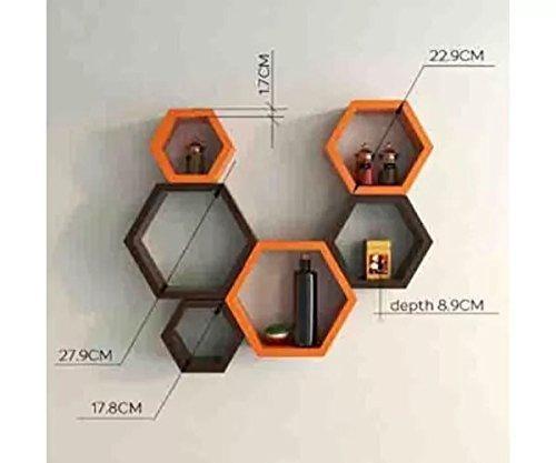 Fancy 6 Pcs Hexagonal Wooden Wall Shelf Home decoration For Sale