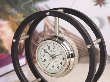 Luna Serenade Table Clock in Silver & Black For Discount