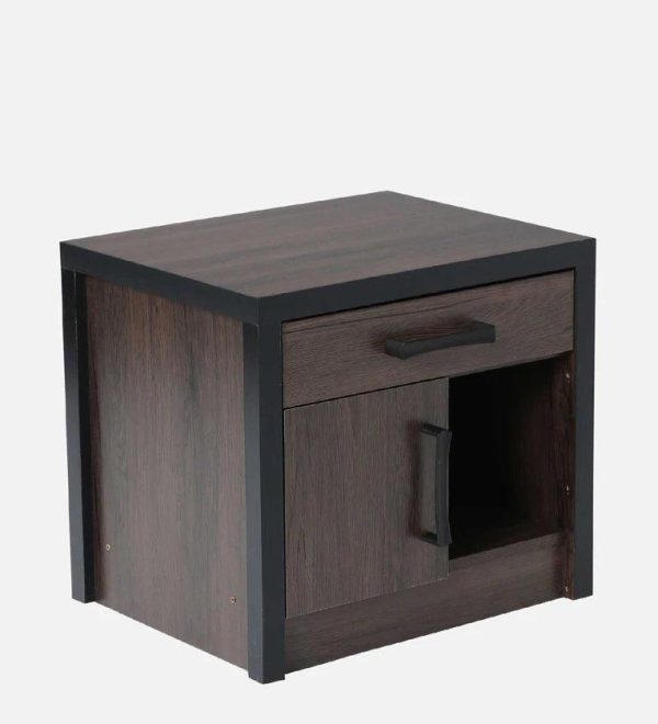 Bedside Table in Brown Oak Finish with Drawer For Discount