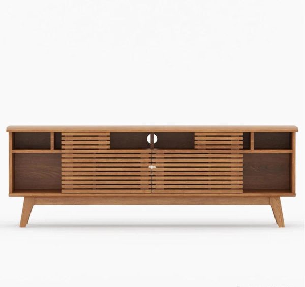 AARON MID-CENTURY MODERN SOLID TEAK WOOD TV MEDIA CABINET Discount