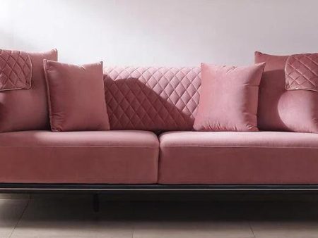 Velvet 3 Seater Sofa In Peach Colour Online Sale