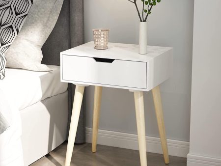 Nightstands End Side Table with Drawer and Solid Wood Legs, Bedside Table for Bedrooms, Mid-Century Modern Drawer Storage Cabinet for Living Room Furniture Discount