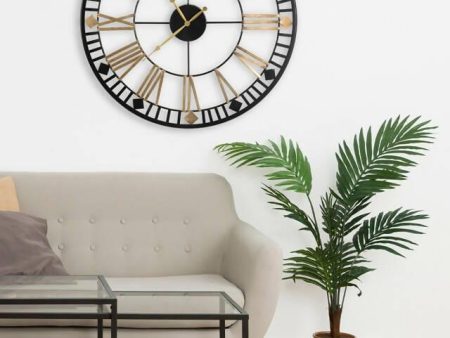 Gold &; Black Round Wall Clock Online now