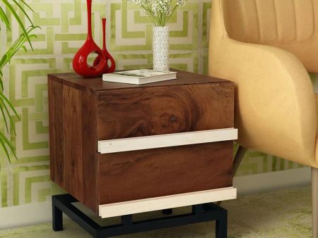 Solid Wood Bedside Table In Ginger Bronze Finish Discount