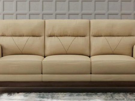 Leather 3 Seater Sofa in Beige Colour Discount