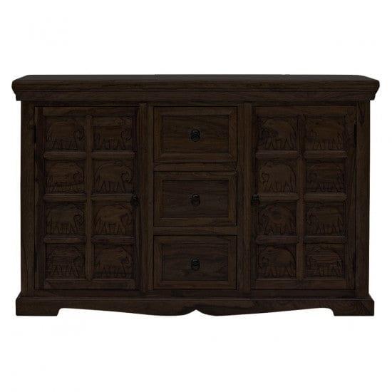 Sheesham Wood Mammoth Sideboard Three Drawer Two Door Storage Unit (Walnut Finish) Online now