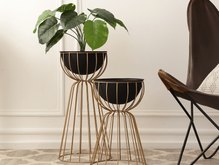 Twin Bloom Planters set of 2 Gold floor planters Supply