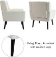 Modern Accent Chair with Arms, Upholstered Linen Fabric Reading Side Chair Tufted Back Decorative Wingback Chair for Living Room Bedroom Supply