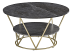 Round Coffee Table for Living Room, Round Cocktail Table with Storage, Sofa Table with Shelf Accent Tables Metal Frame for Living Room Supply