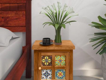 Sheesham Wood Bedside Table (Rhs Door) In Rustic Teak Finish Online