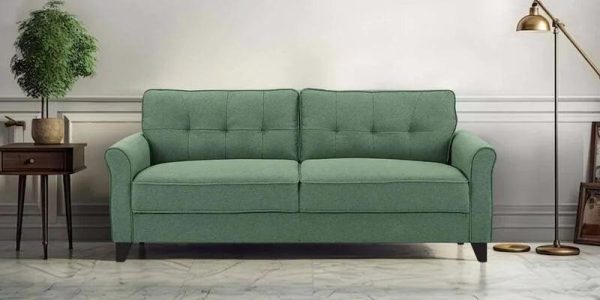 Fabric 3 Seater Sofa In Green Colour Sale