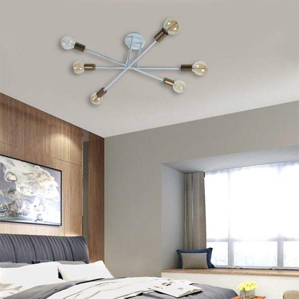 Six Head Sputnik White Mordern Chandelier By SS Lightings Online