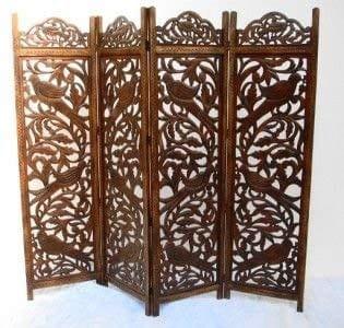 (4 Panel) Wooden Screen Wooden Room Divider Wooden Room Divider Wooden Carving partition Online