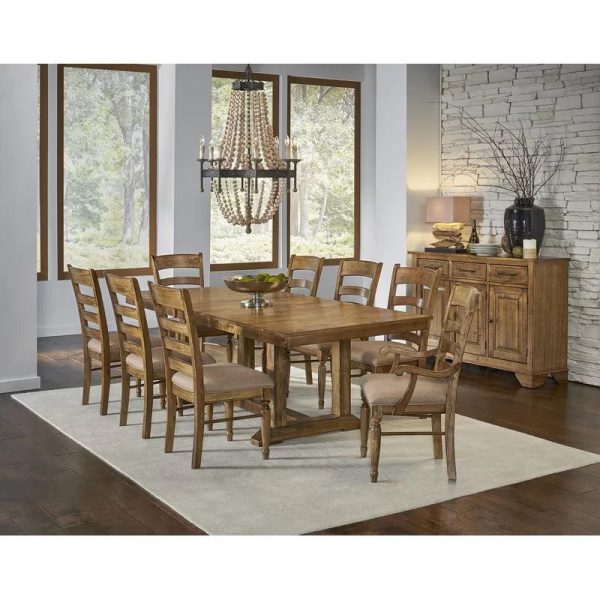 9 - Piece Extendable Solid Wood Trestle Dining Set Online now