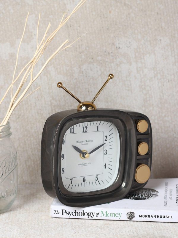 Retro TV Timepiece In Black For Discount